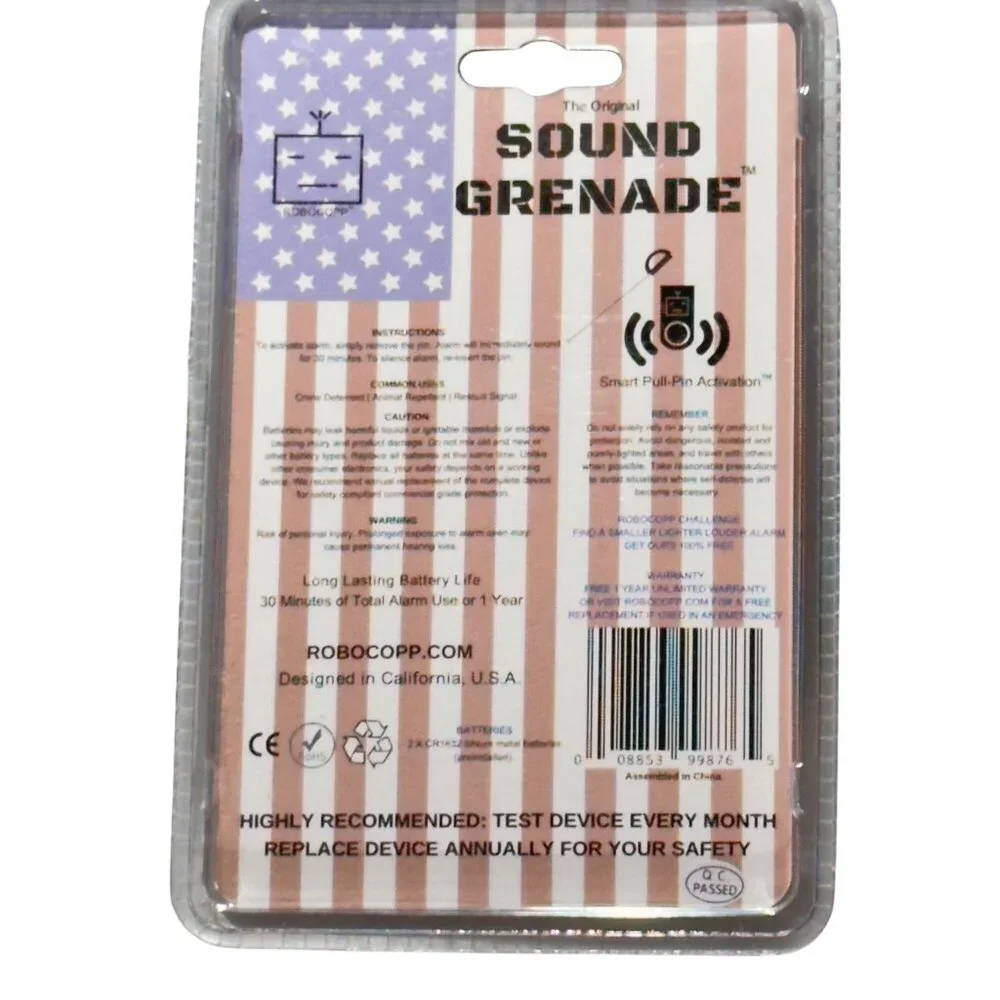 Sound Grenade Portable SOS Alarm 120 Decibel U.S.A. Edition with Carabiner